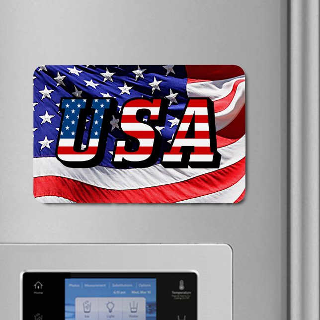 Magnet Flexible USA Texte États-Unis d'Amérique Drapeau flexible (USA Text United States of America Flag Flexible Magnet)