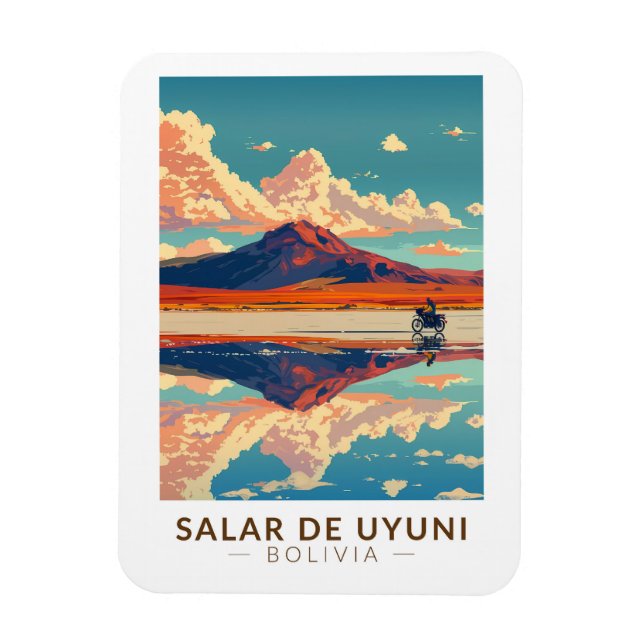 Magnet Flexible Uyuni Salt Flat Bolivia Motorcycle Travel Art (Vertical)