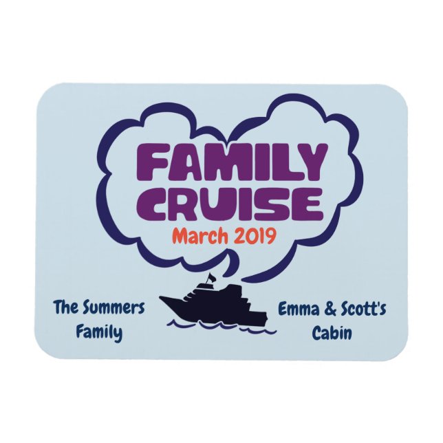 Magnet Flexible Vacances croisière en famille Cabine personnalisé (Horizontal)