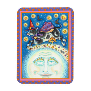 MAGNET FLEXIBLE VACHE SUR L'HOMME DANS LA LUNE, ROUGE COLORÉ