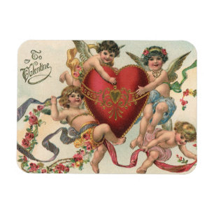 Magnet Flexible Valentines vintages, Anges victoriens Coeur de Che