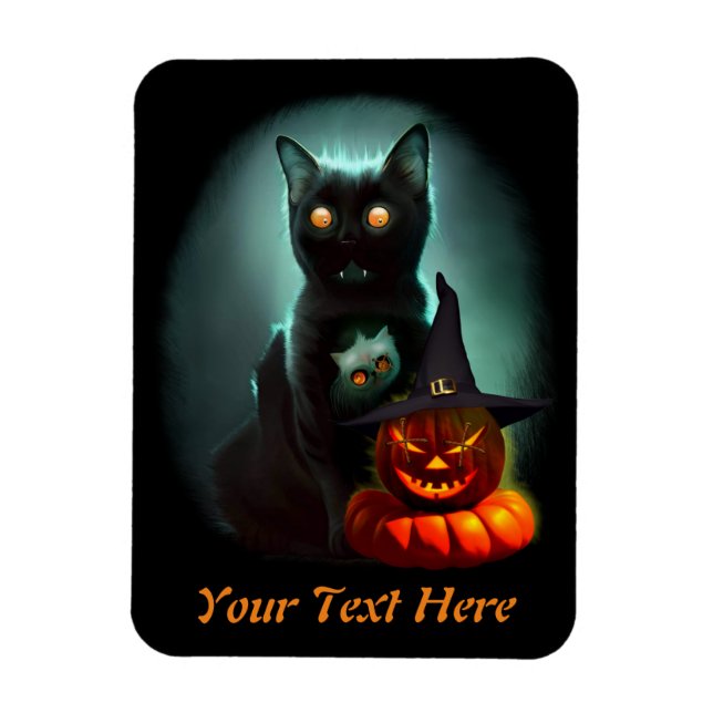 Magnet Flexible Vampire Chat et Assistant Citrouille Halloween Sur (Vertical)