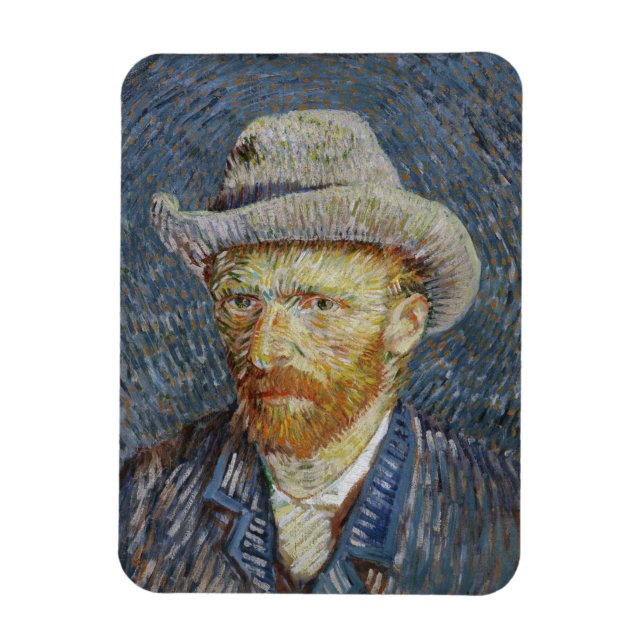 Magnet Flexible Van Gogh Autoportrait Gris Sens Casquette Peinture (Vertical)