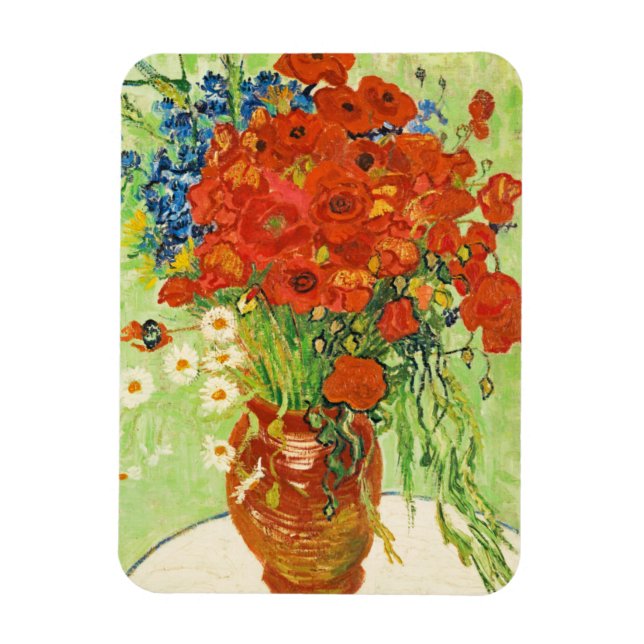 Magnet Flexible Vase avec Cornflowers et Poppies, Van Gogh (Vertical)