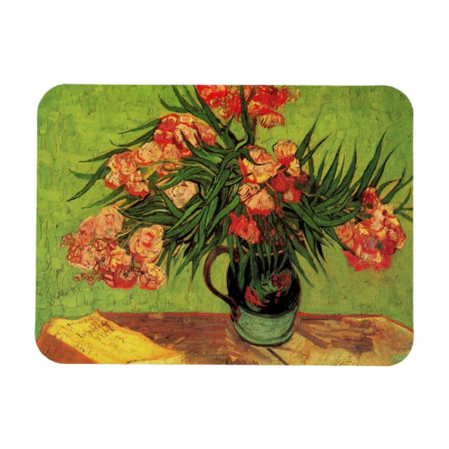 Magnet Flexible Vase avec Oleanders et livres par Vincent van Gogh (Horizontal)