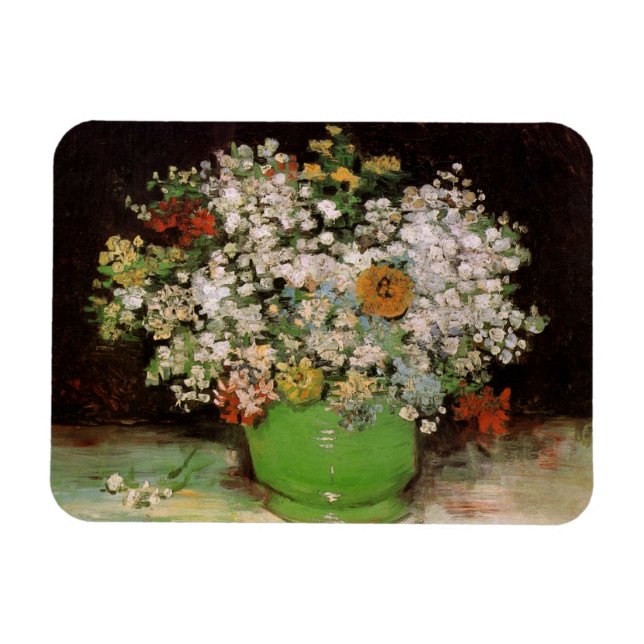 Magnet Flexible Vase avec Zinnia Flowers par Vincent van Gogh (Horizontal)