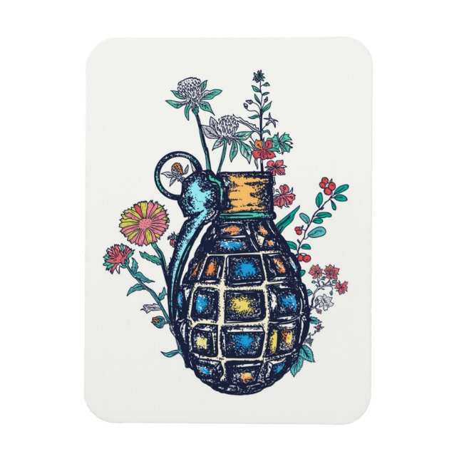 Magnet Flexible Vase de grenade à main de fleurs (Vertical)