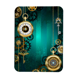 Magnet Flexible Veille bijoux Steampunk sur un Arrière - plan vert