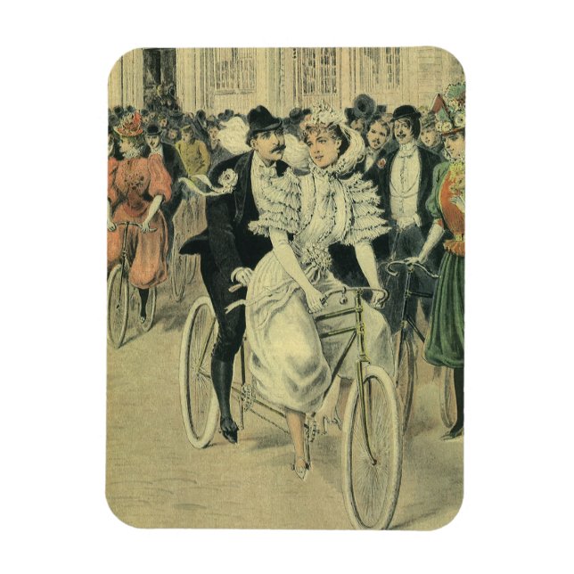 Magnet Flexible Vélo neuf mariée et mariée Mariage victorienne (Vertical)