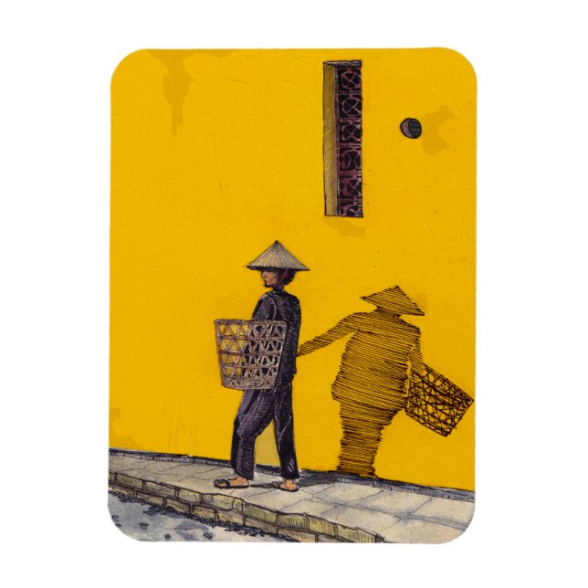 Magnet Flexible Vendeur De Marché À Hoi An Viêt Nam Illustration (Vertical)