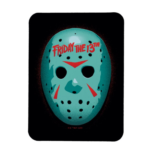 Magnet Flexible Vendredi 13 | Graphique de masque de hockey bleu (Vertical)