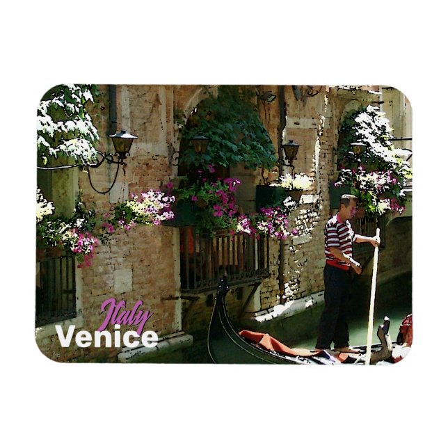 Magnet Flexible Venice Gondolier Voyage Souvenir (Horizontal)