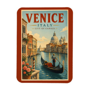 Magnet Flexible Venise Italie Canaux Illustration Art de Voyage Ré