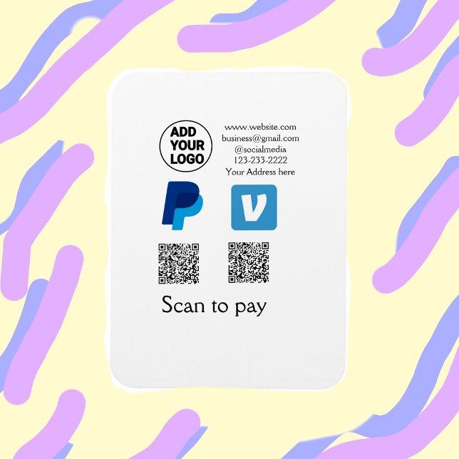 Magnet Flexible Venmo paypal scan pour payer ajouter q r code logo (Créateur téléchargé)