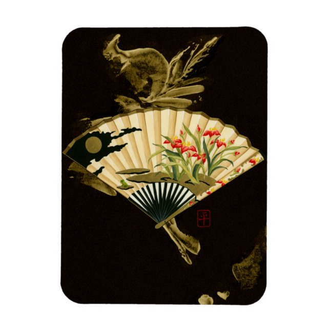 Magnet Flexible Ventilateur oriental criblé au design floral (Vertical)