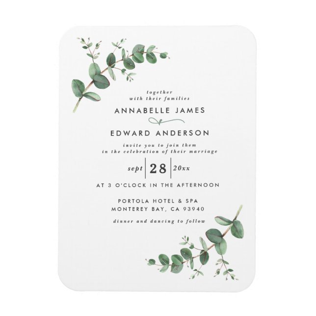 Magnet Flexible Verdure mariage Eucalyptus botanique moderne Invit (Vertical)