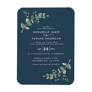 Magnet Flexible Verdure mariage Eucalyptus marine botanique bleu