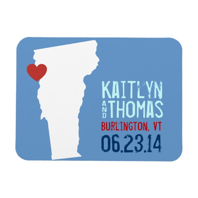 Magnet Flexible Vermont Enregistrer la date - Ville personnalisabl (Horizontal)