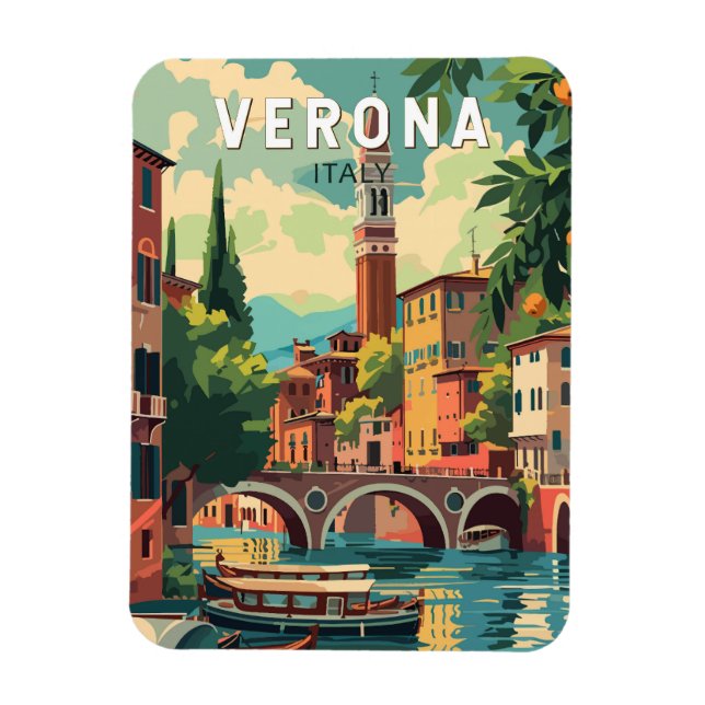Magnet Flexible Vérone Italie Travel Art Vintage (Vertical)