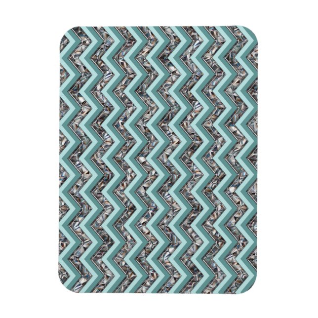 Magnet Flexible Verre coupé foncé et Zigzag Turquoise (Vertical)