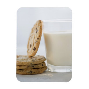 Magnet Flexible Verre de lait et biscuits, gros plan