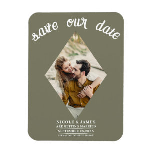 Magnet Flexible Vert olive diamant photo mariage carte de sauvegar