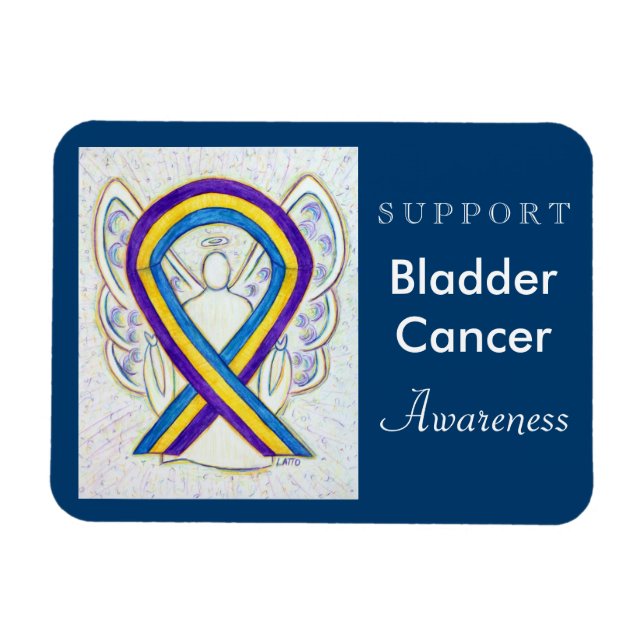 Magnet Flexible Vessie Cancer Sensibilisation Angel Ribbon Cadeau (Horizontal)