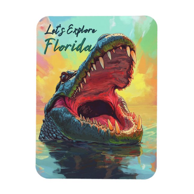 Magnet Flexible Vibrant Alligator Aventure en Floride (Vertical)