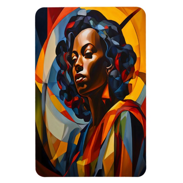 Magnet Flexible Vibrant Cubiste Abstrait Portrait Art (Vertical)