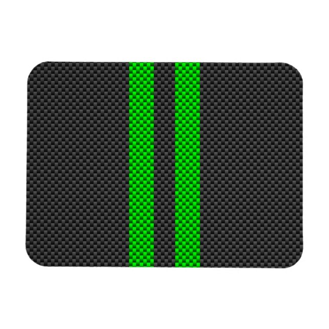 Magnet Flexible Vibrant Vert Carbone Fiber Style Racing Stripes (Horizontal)
