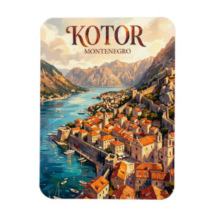 Magnet Flexible Vieille ville, baie de Kotor, Kotor Monténégro