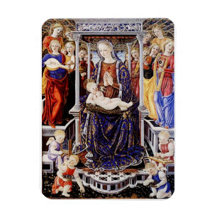 Magnet Flexible Vierge et Enfant enthronés avec Ange musicien
