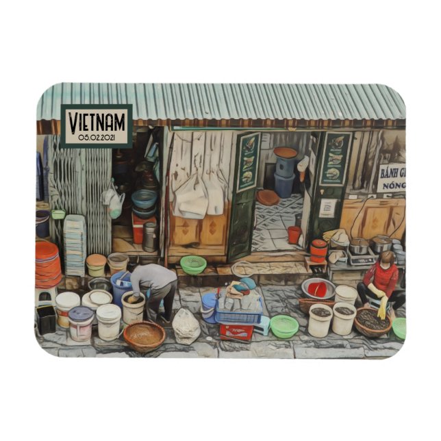 Magnet Flexible Vietnam Street Life, date personnalisable (Horizontal)