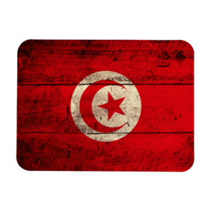 Magnet Flexible Vieux drapeau en bois de la Tunisie