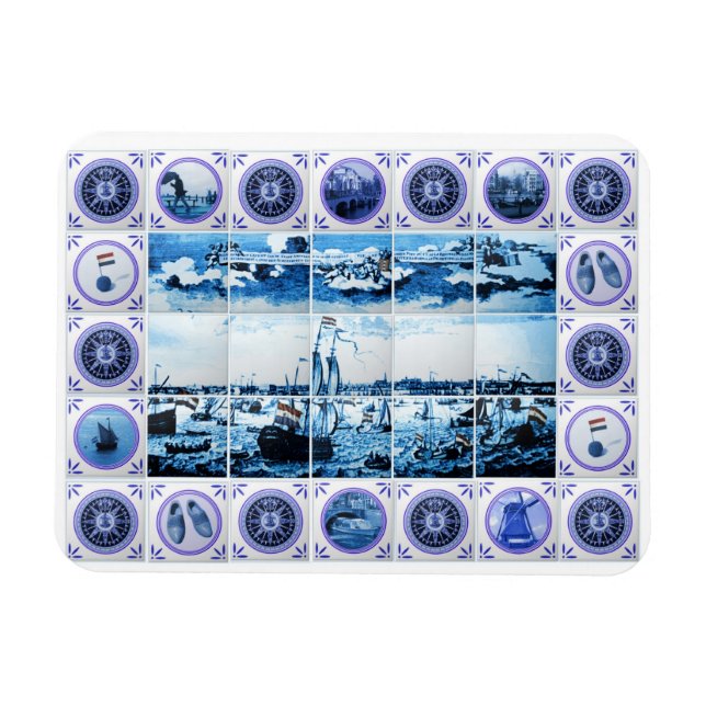 Magnet Flexible Vieux Holland Delft Blue Delft Style Carrelage mur (Horizontal)