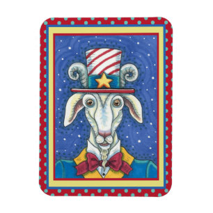 MAGNET FLEXIBLE VIEUX ONCLE DE CHÈVRE SAM, FUNNY FARM PATRIOTIC BI