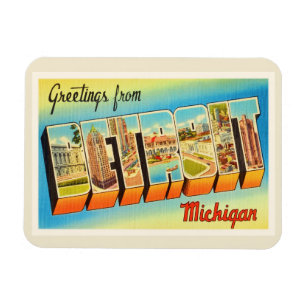 Magnet Flexible Vieux souvenir de Vintage voyage de Detroit