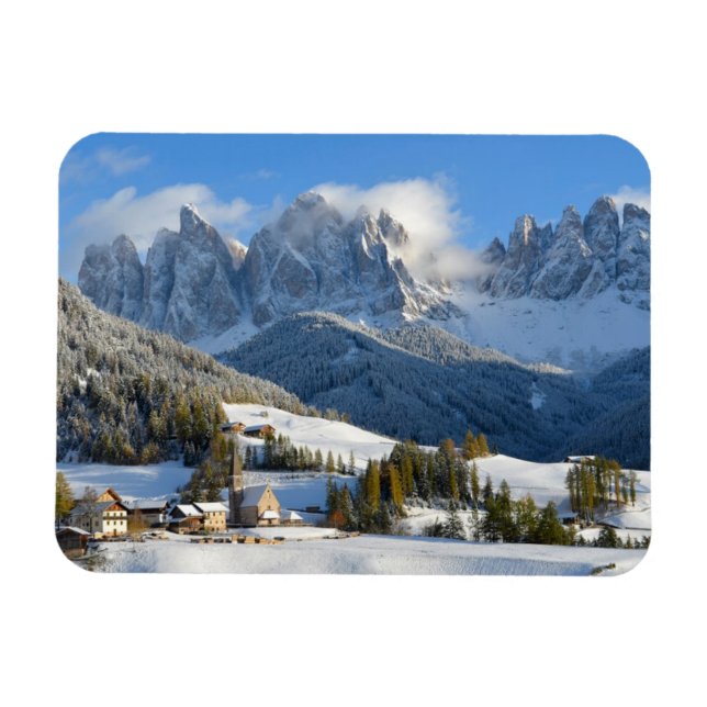 Magnet Flexible Village des Dolomites en hiver aimant rectangulair (Horizontal)