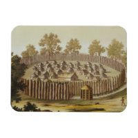 Village d'une tribu indigène en Floride, engrave