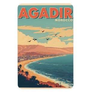 Magnet Flexible Ville balnéaire vintage Agadir souvenirs de voyage