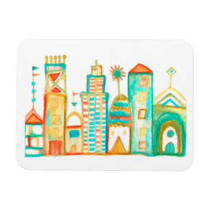 Magnet Flexible Ville clown colorée Village lunaire