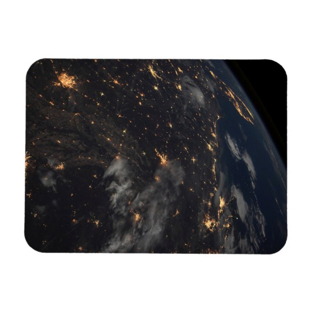 Magnet Flexible Ville Lumière La Nuit Sur La Planète Terre (Horizontal)