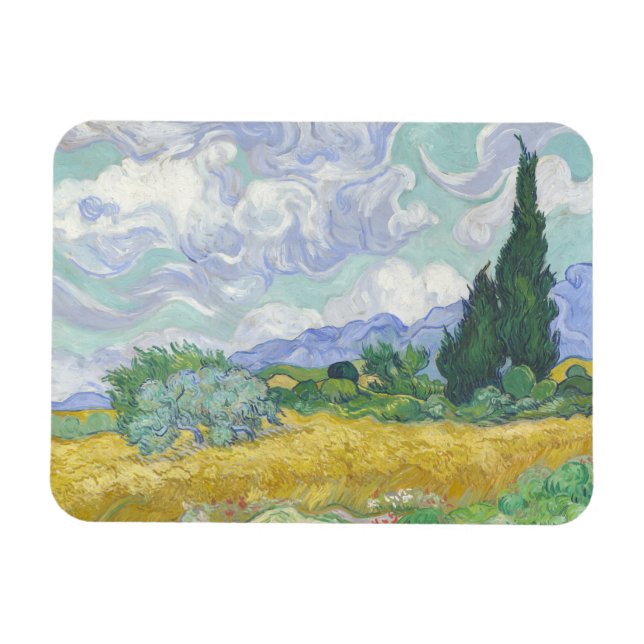 Magnet Flexible Vincent Van Gogh, Champ de blé avec cyprès (Horizontal)