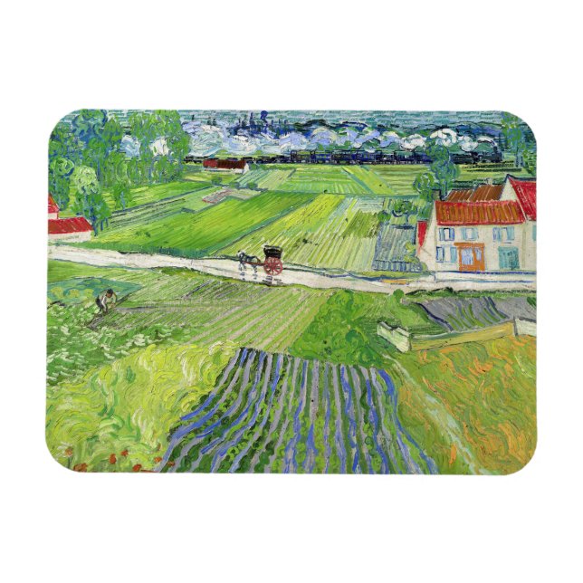 Magnet Flexible Vincent van Gogh - Paysage avec Carrosse & Train (Horizontal)