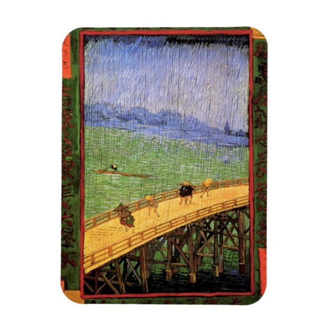 Magnet Flexible Vincent Van Gogh - Pont Dans La Pluie Art Japonais (Vertical)