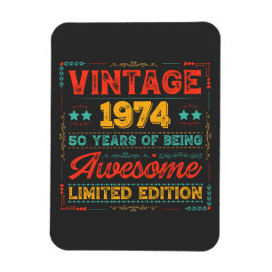 Magnet Flexible Vintage 1974 Fait en 1974 50e anniversaire 50 ans