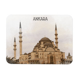 Magnet Flexible Vintage Ankara Turquie Kocatepe Vue Mosquée