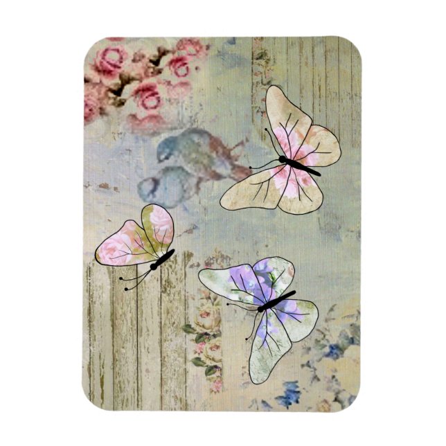 Magnet Flexible Vintage avec papillons (Vertical)