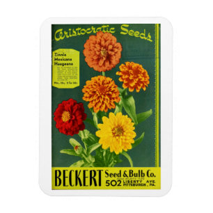 Magnet Flexible Vintage Beckert Seed & Bulb Co. Zinnia Packet