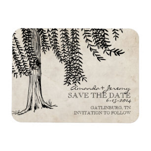 Magnet Flexible Vintage Black Weeping Willow Enregistrer La Date